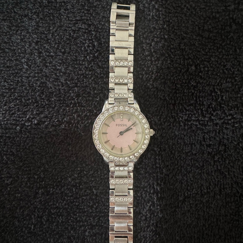 Silver with diamond accent stainless steel watch